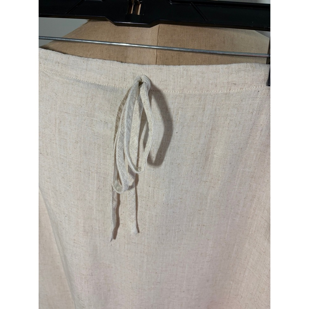 Linen Blend Maxi Skirt Beige Minimalist Boho Preppy Slit XL NEW with tags - Picture 4 of 7